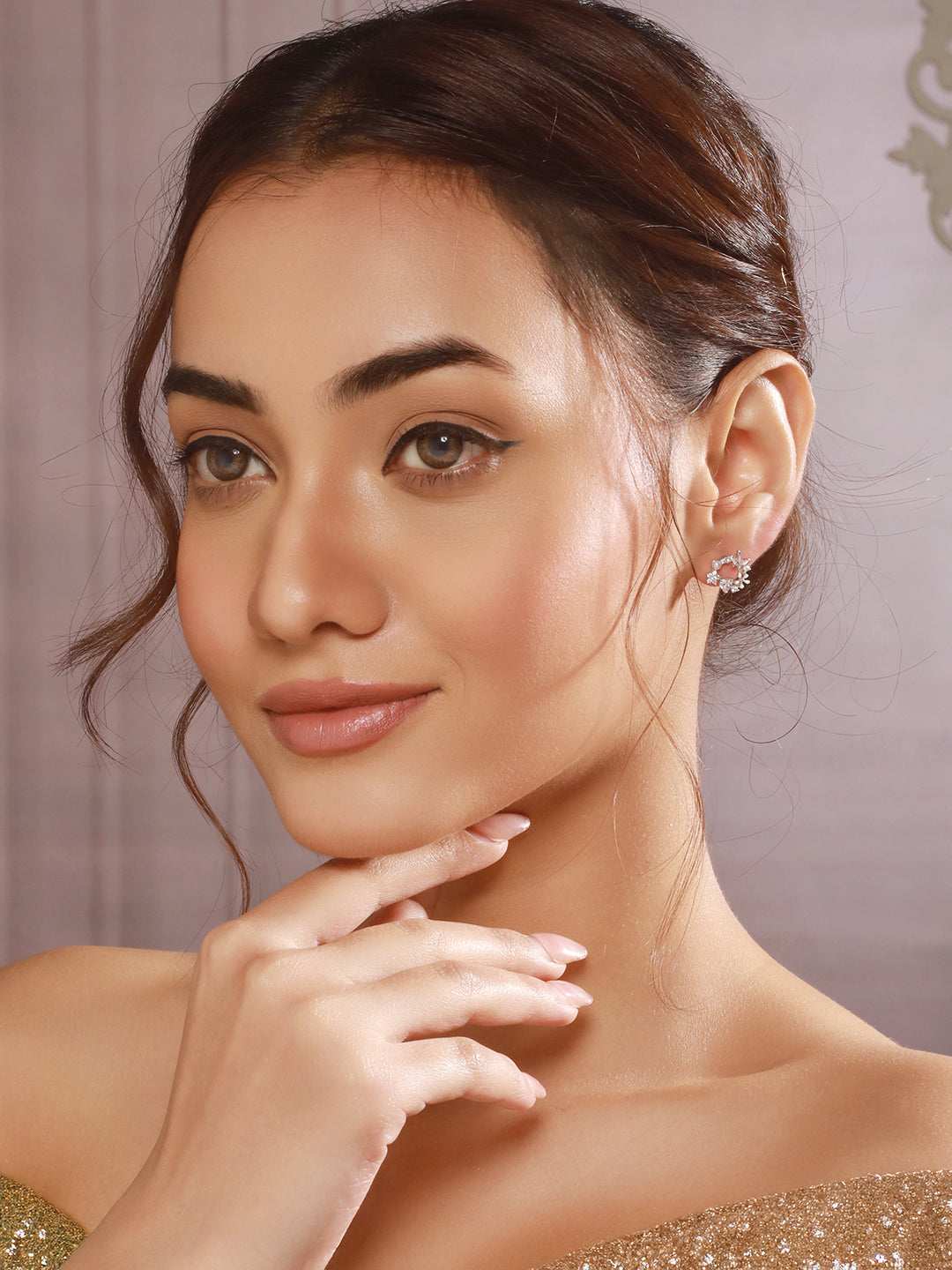 925 Sterling Silver Zircon Studded White Butterfly Stateent Studds Earrings